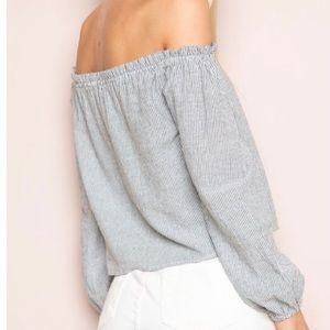 Brandy Melville blue striped off the shoulder top